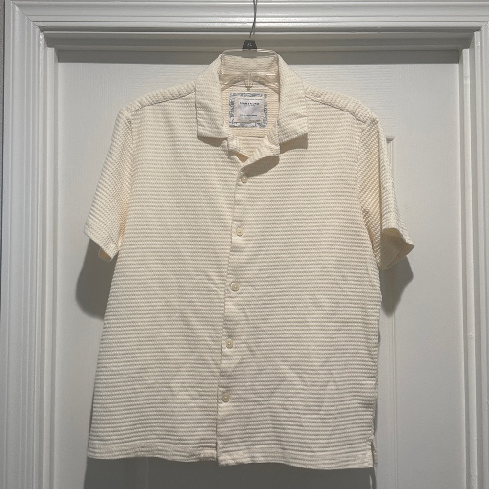Denim & Flower Men’s  Cream Button Down Shirt